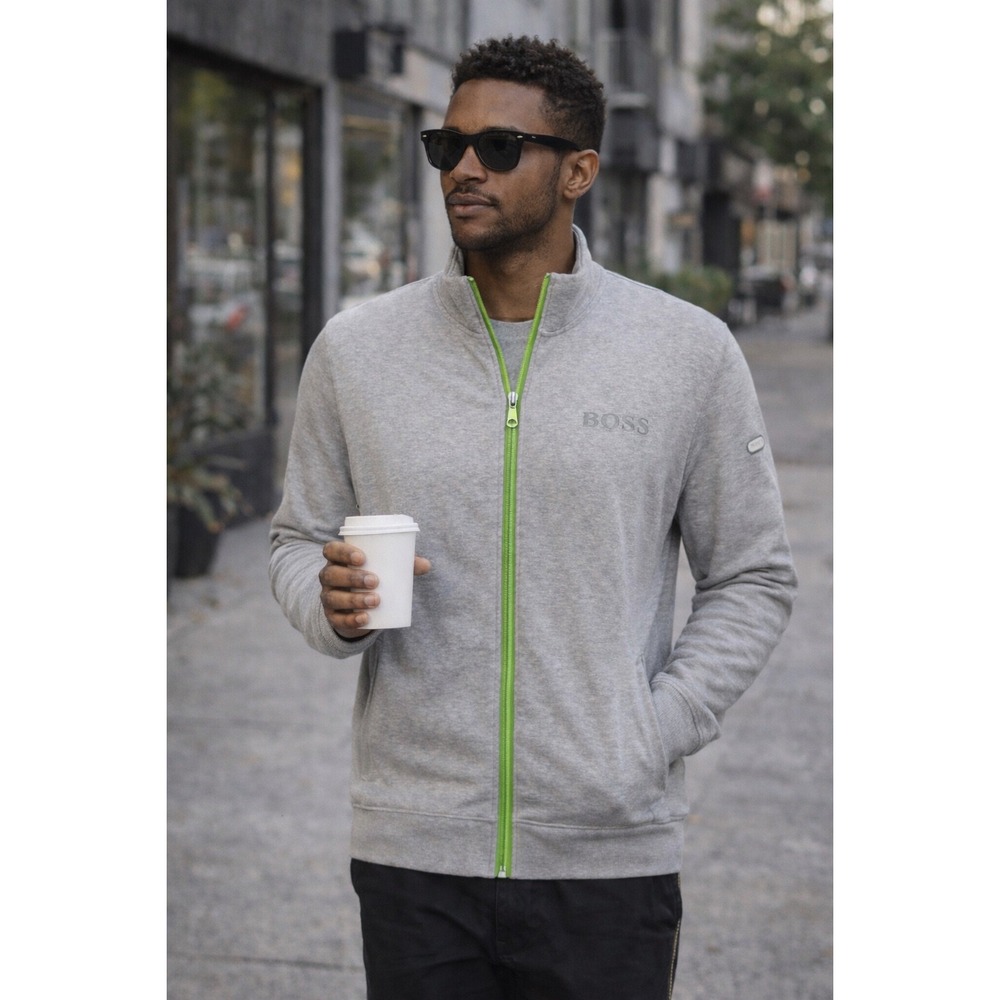 BOSS‎ Skaz Hugo Boss Modern Fit Full Zip Jacket Grey Mens XXL Track Jacket